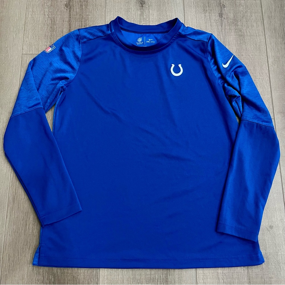 Indianapolis Colts Nike NFL On Field Long Sleeve Shirt Men Medium Dri Fit Blue